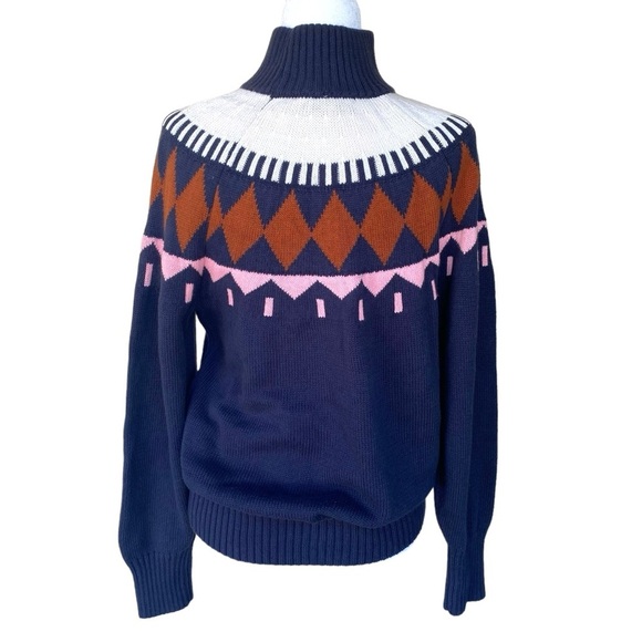 Free Assembly Fair Isle Sweater Womens Large Navy Blue Midweight - Picture 5 of 14
